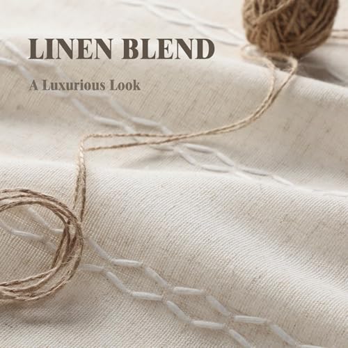 80% Boho Blackout Curtains 63 Inch Linen Blend Drapes 2 Panels (Greige / 52"W x 63"L (Pack of 2))