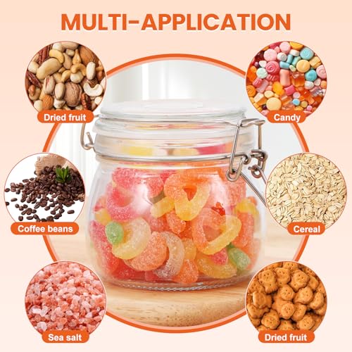 17 oz Glass Jars with Airtight Lids And Leak Proof Rubber Gasket (17oz*6-Round)