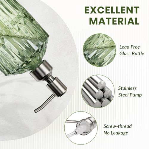 Soap Dispenser (Green & Stainless Steel - 2 Pack)
