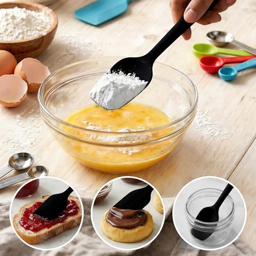 5 Pieces Silicone Spatula Set (Black / 5)