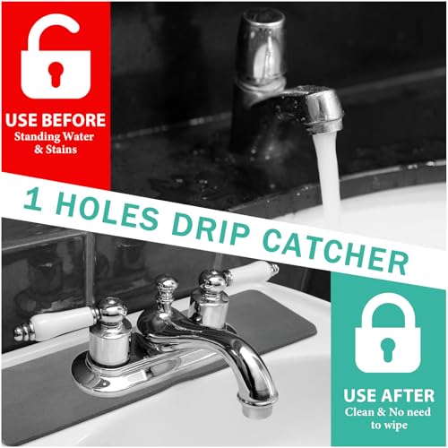 2 Pcs Faucet Mat Bathroom Sink Splash Guard (Dark Gray)