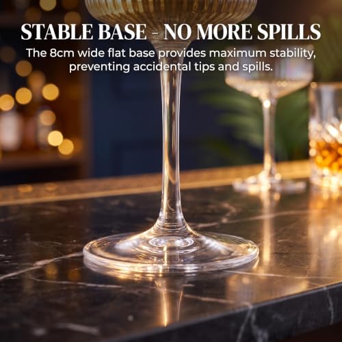 4 Pcs Ribbed Coupe Glasses (10 oz)