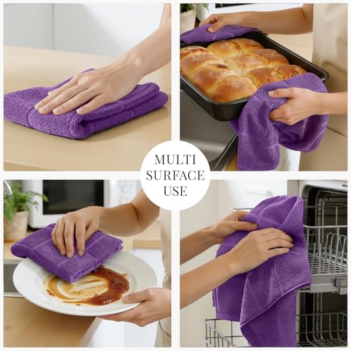 100% Cotton Kitchen Towels 18"x28" (Purple / 18 x 28 - 8 Pack)