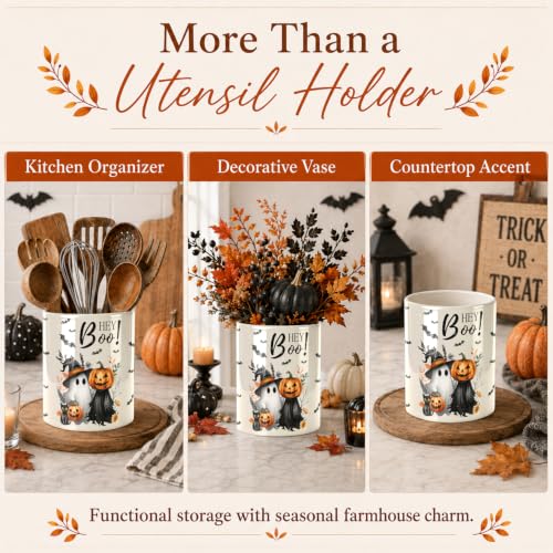 Halloween Cute Ghost Kitchen Utensil Holder (Halloween Cute Ghost)