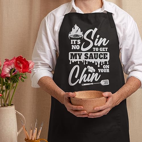 Funny Aprons for Men with Pockets Gift for Birthday Christmas BBQ Grill Apron for Kitchen Cooking Chef Husband Dad Papa (Cooking Lover 3)