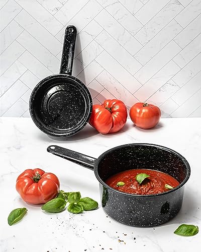 Saucepan Set 1 Qt & 2 Qt (1-Quart & 2-Quart / 1 qt & 2 qt Open Saucepan Set / Speckled Black)