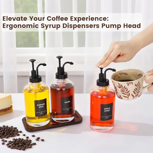 16.9oz Glass Coffee Syrup Dispensers 4 (Black)