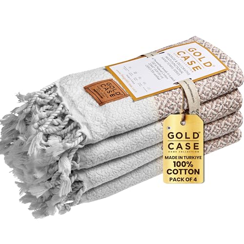 Gold CASE Turkish Hand Towels for Bathroom & Kitchen (Salmon / 20x40"-Aphrodite)