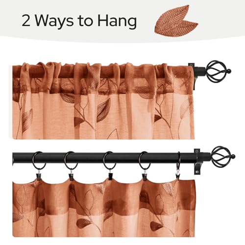 Fall Burnt Orange Kitchen Tier Curtains (30"W x 24"L (Pack of 2) / Burnt Orange)
