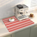 Christmas Red Coffee Mat Dish Drying Mat Hide Stain High Absorbent Drying Mat for Kitchen Easy Clean (Multi Pattern / 19" x 12")