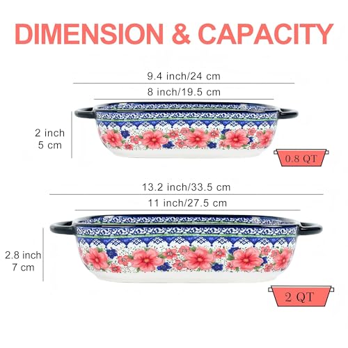 Ceramic Casserole Dishes for Oven (Red)