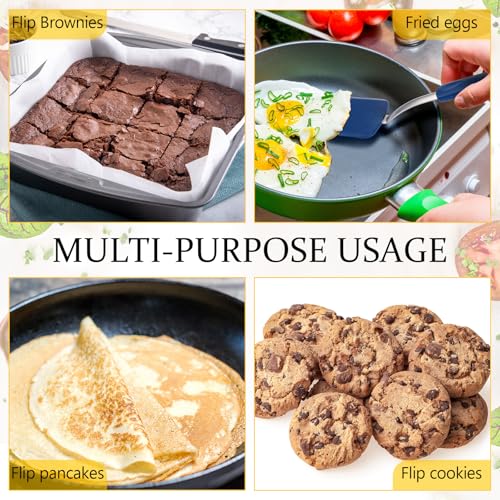 2 Pcs Mini Silicone Cookie Brownie Spatula (Solid Flat / Blue)