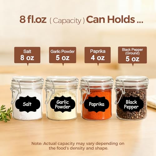 Small 8 oz Glass Jars with Airtight Lids 12 Pack Jam Pantry (8oz*12)