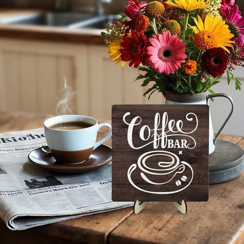 Vintage Coffee Bar Decor Sign (Brown / 5.9 x 5.9 x 0.32 inches)