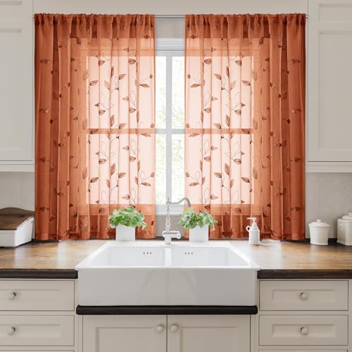 Burnt Orange Kitchen Curtains (52"W x 45"L (Pack of 2) / Burnt Orange)