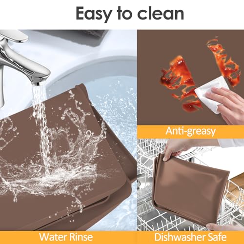 Silicone Coffee Maker Mat with Lip for Countertops (Brown / 19.7'' x 15'')