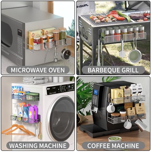 Magnetic Spice Rack for Refrigerator (Grey / 2 Pack)