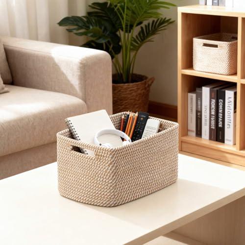5 Pack Woven Storage Baskets (Khaki)