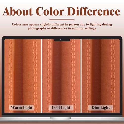 Burnt Orange 100% Boho Blackout Curtains 2 Panels 52W X 82L (Burnt Orange / 52"W x 82"L (Pack of 2))