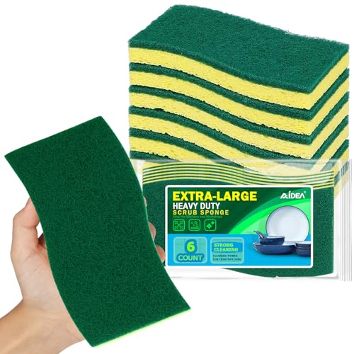 XL Scrub Sponges Kitchen 6Count (Green-extra Large)