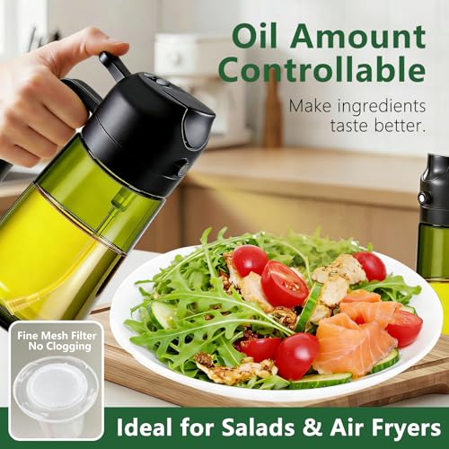 Olive Oil Sprayer & Dispenser Bottle for Cooking (Black)