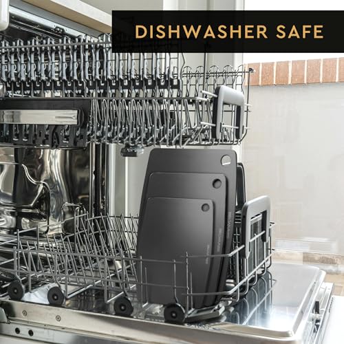 Dishwasher Safe Cutting Boards for Kitchen (Black Slate / 18"L x 12"W)