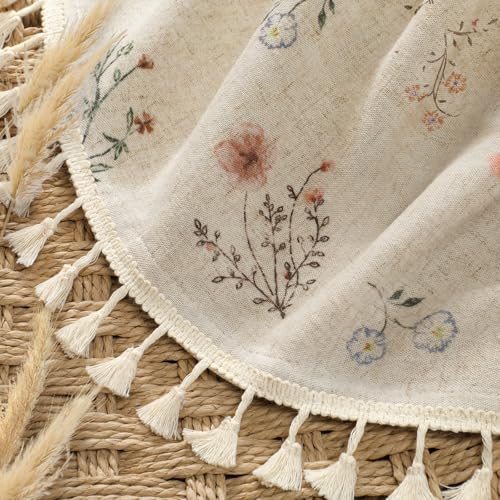 Boho Floral Light Filtering Curtains 84 Inch 2 Panels Linen Texture (Light Filtering Vintage Florals / 52"W x 84"L (Pack of 2))
