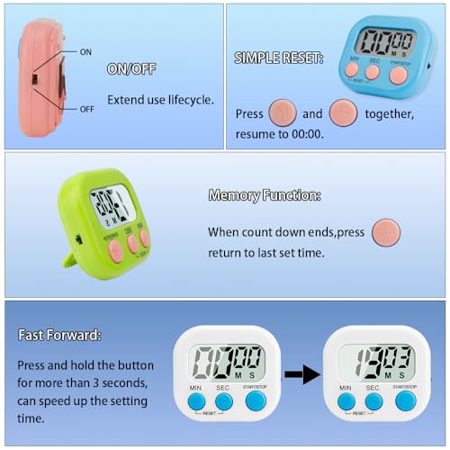 Digital Kitchen Timer (Blue/Green/White)