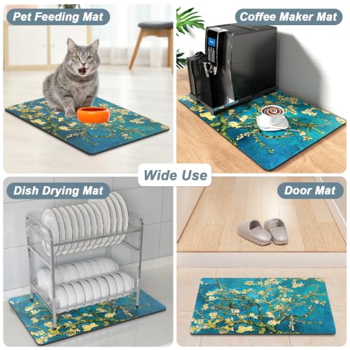 Coffee Mat 16" x 24" Coffee Bar Mats for Espresso Machine Station Accessories and Organizer (Almond Blossom / 16" x 24")
