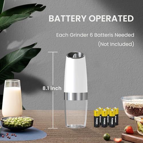 Battery Operated Salt And Pepper Grinder Set 2 Pack (Battery/2pcs/White)