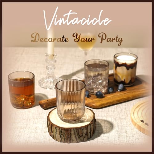 Smokey Gray Ribbed Drinking Glasses Set of 6 (6pcs-Gray-8.5oz)