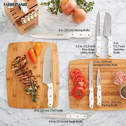 15 Piece Knife Block Set (15-Piece / White and Gold)