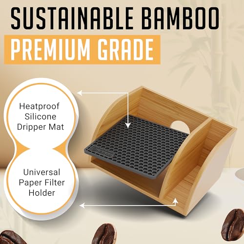 Pour Over Caddy with Lid for Chemex Bodum Cosori Coffee Makers Black (Black-1)