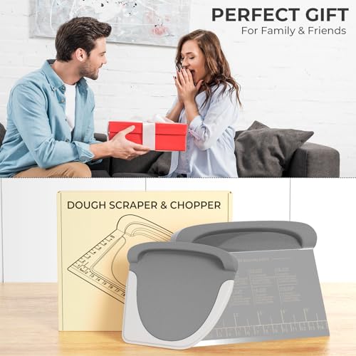 Bench Scraper Dough Scraper Bowl Pastry Scraper for Bread Cake Pizza (Bench Scraper Set / Gray)