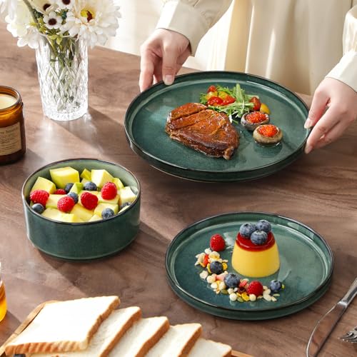 Plates and Bowls Sets for 6 (18 Pieces(service for 6) / Green)