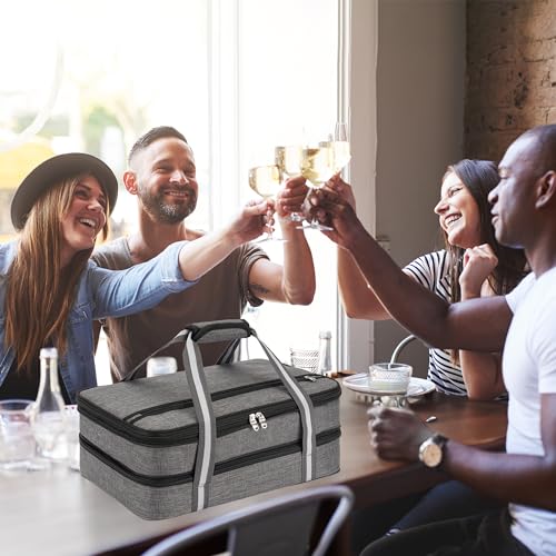 Insulated Casserole Carrier for Hot or Cold Food (Gray / 16" x 11" x 6")