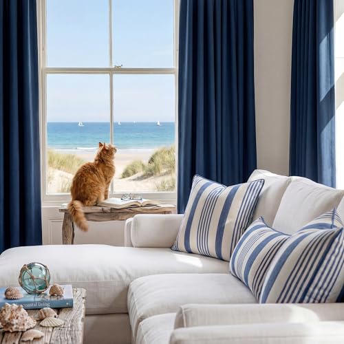 Navy Blue 100% Blackout Curtains for Bedroom 84 inches Long 52 inches Wide (Navy Blue / 52"W x 84"L (Pack of 2))