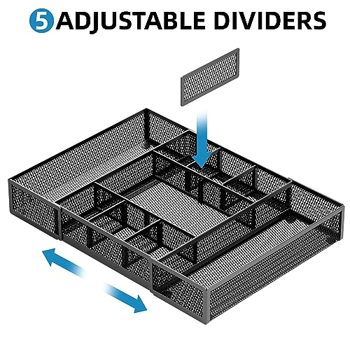 Expandable Desk Drawer Organizer (Black-2P)