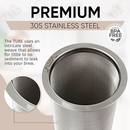 The TUBE Cold Brew Coffee Maker and Tea Infuser for Wide Mouth Mason Jars (The TUBE (32oz/1qt))