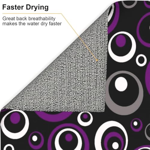 Purple White and Black Circle Pattern Dish Drying Mat (Circles-Purple-White-Black / 16" x 18")