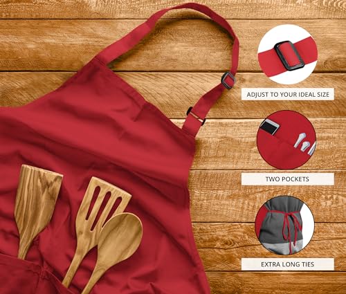 2 Pack Bib Apron (2 Pack / Red)