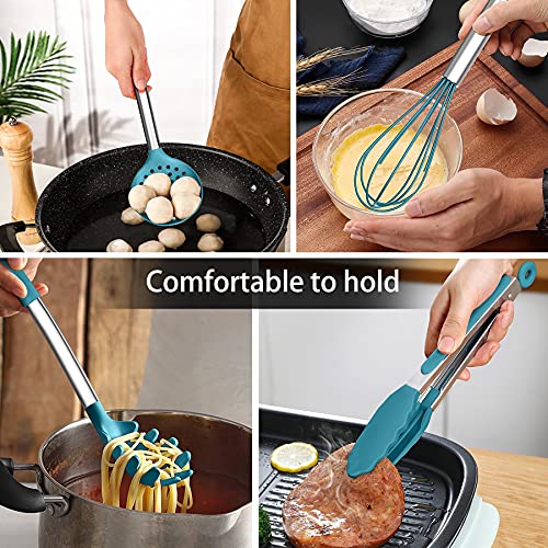 15 Piece Kitchen Cooking Utensils Set with Holder (Dark Blue)