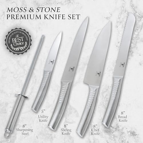 Small 6 Pcs Kitchen Knife Set with Block (6 Pcs / Stainless Steel)