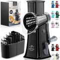 Rotary Cheese Grater Manual Hand Crank 5 Blade Shredder (5 Blades / Black and Gray)