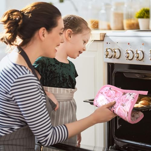 12 Pcs Pot Holders with Pocket (Pink / Pink Rose)