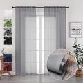 2 Panels Sheer Charcoal Grey Curtains 72 Inches Length Window Treatment for Kitchen (Charcoal Grey / 42"W x 72"L (Pack of 2))