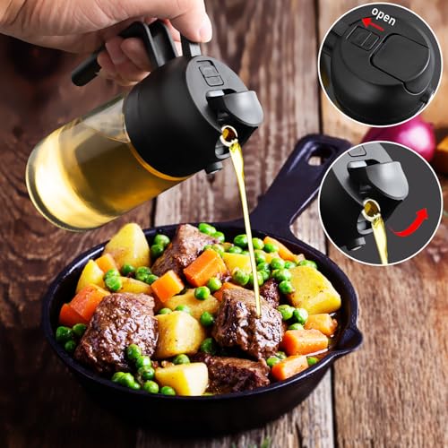 2 in 1 Glass Oil Sprayer & Dispenser (Black)