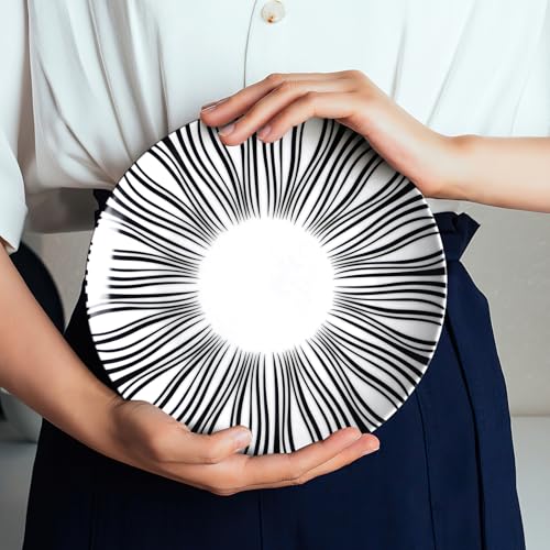 6" Appetizer Plates Set of 6 (White plates with black stripes / 6 inch)