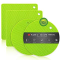 Silicone Trivet Mats (7.1+7in, 4 Green Round + Rectangle)