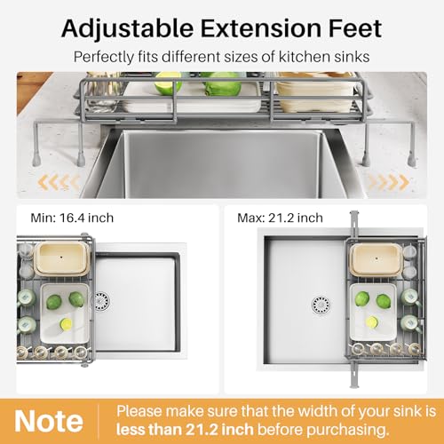 Expandable Dish Drying Rack for Kitchen Counter (Gray)